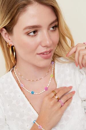Halskette mit Perlen und Smileys Multi Edelstahl h5 Bild2